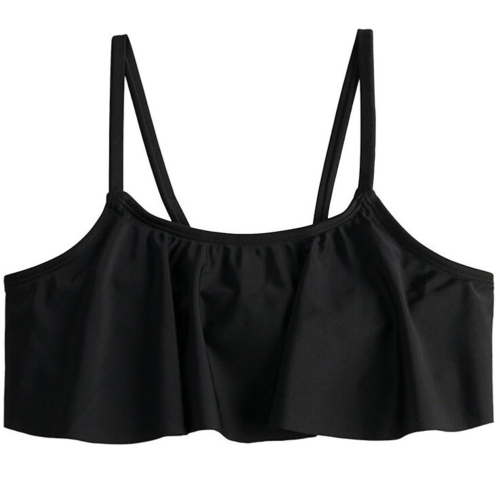 So Girls Adaptive Easy Dress Swimsuit Flounce Bikini Top 7-8 New with Tags Black